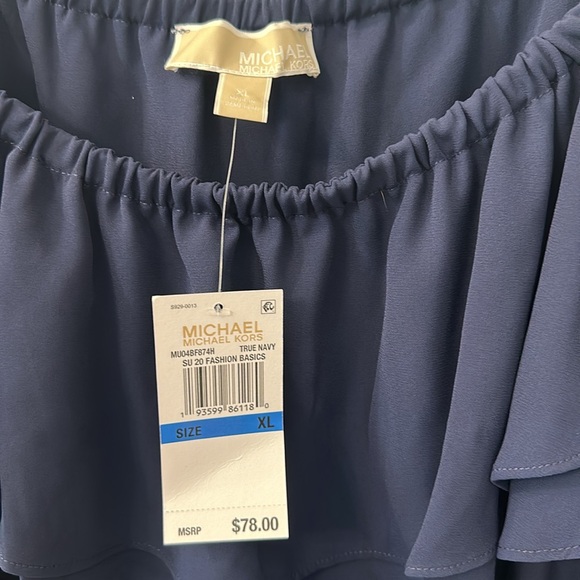 Navy Ruffle Blouse - Picture 3 of 4